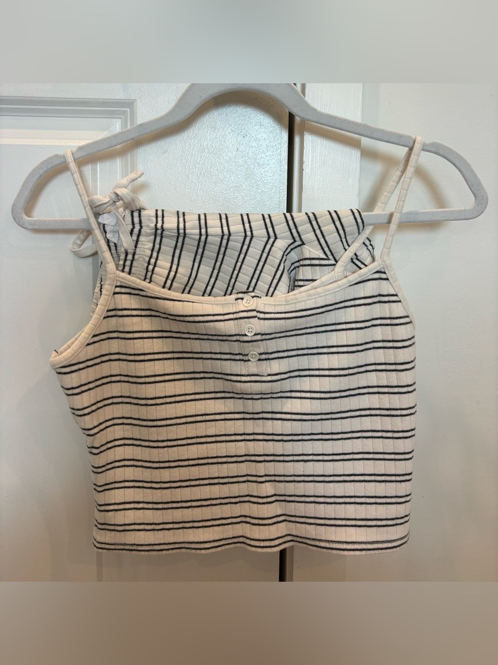 Garage white & black striped tie pajama tank top & short set